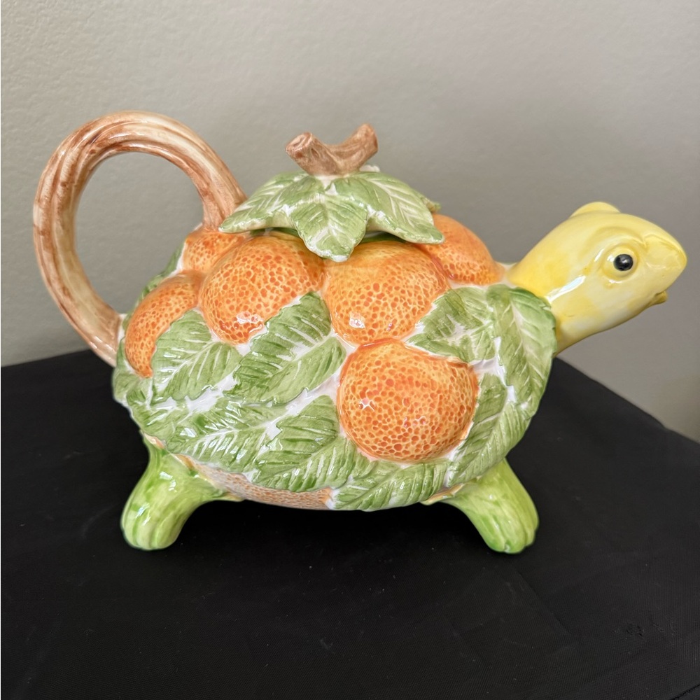 Fitz And Floyd Rare 1986 32oz Turtle Ceramic Teapot .